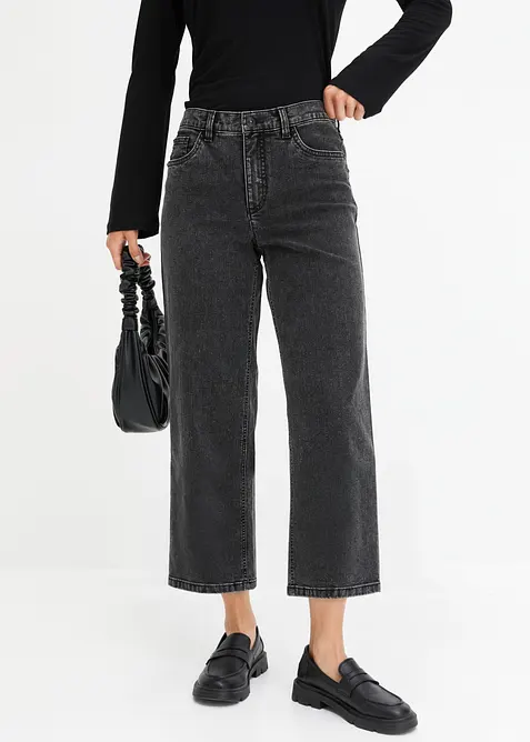 Jeans wide leg, vita media, bonprix