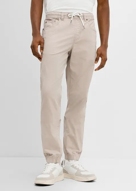 Pantaloni regular fit elasticizzati con elastico in vita, tapered, bonprix