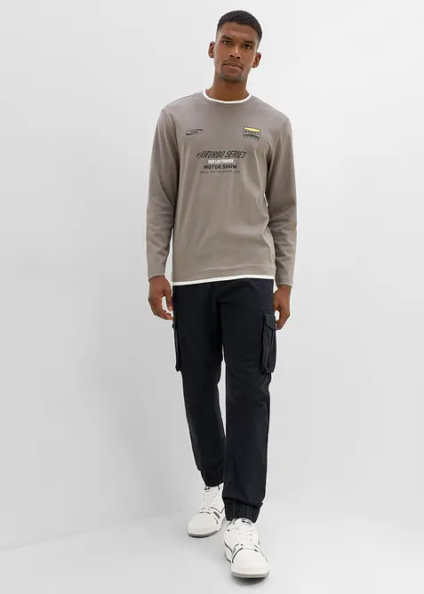 Pantaloni cargo regular fit in puro cotone, tapered, bonprix