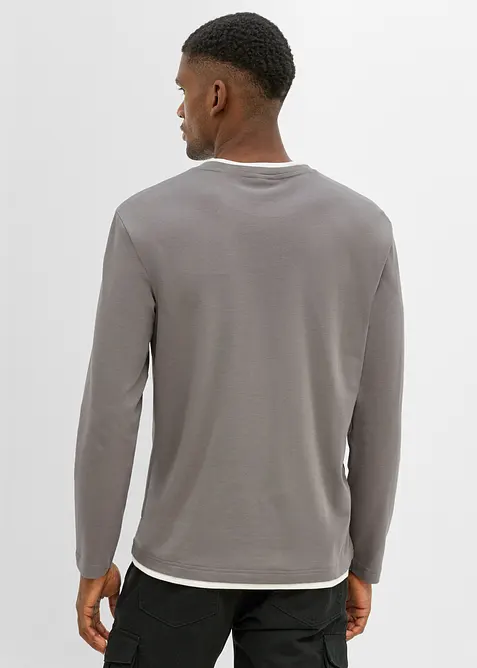 Maglia a maniche lunghe effetto 2 in 1 in puro cotone biologico, bonprix