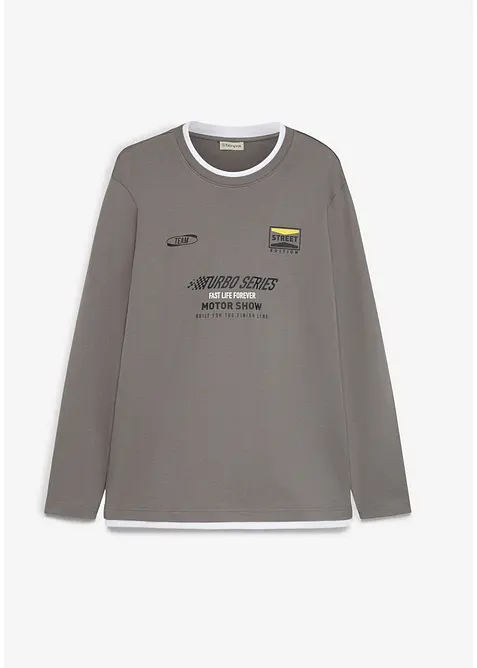 Maglia a maniche lunghe effetto 2 in 1 in puro cotone biologico, bonprix