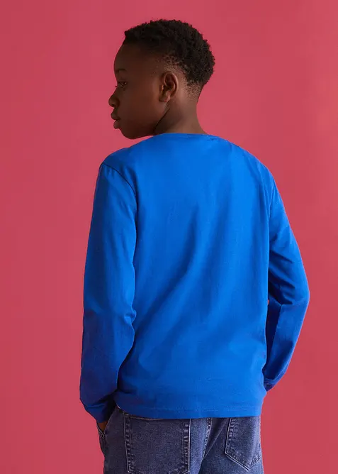 Maglia a maniche lunghe in cotone biologico morbido con taschino al petto (pacco da 3), bonprix