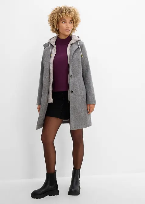 Cappotto corto in simil lana con effetto 2 in 1, bonprix
