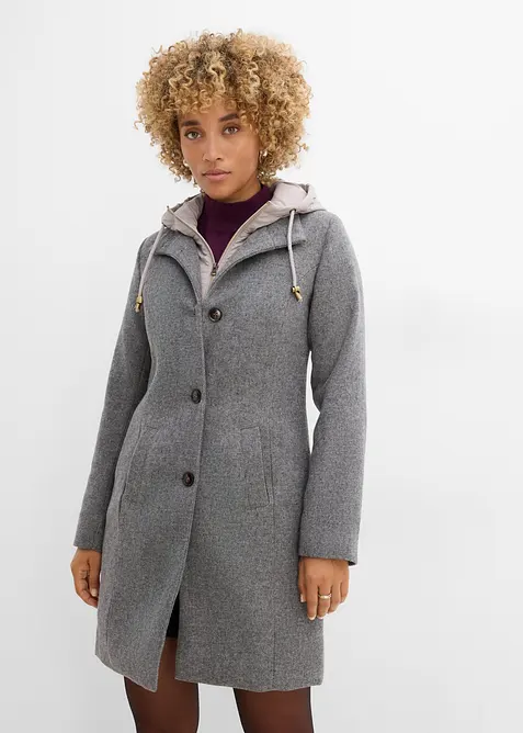 Cappotto corto in simil lana con effetto 2 in 1, bonprix