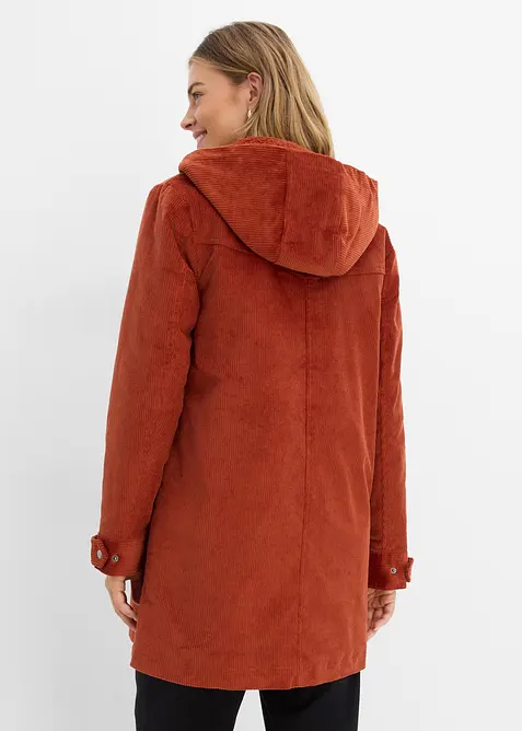 Parka svasato in velluto con fodera in pile teddy e cappuccio, bonprix