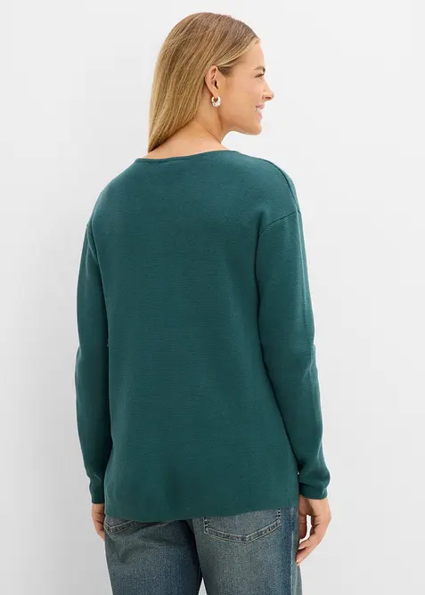 Maglione a coste Milano con scollo a V, bonprix