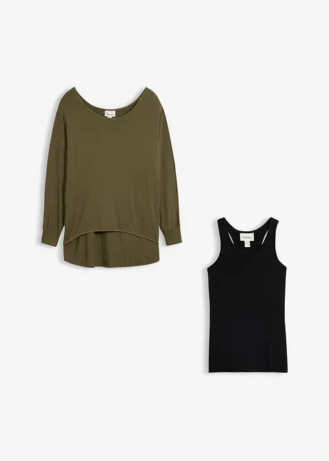 Maglia lunga con top in misto viscosa, bonprix