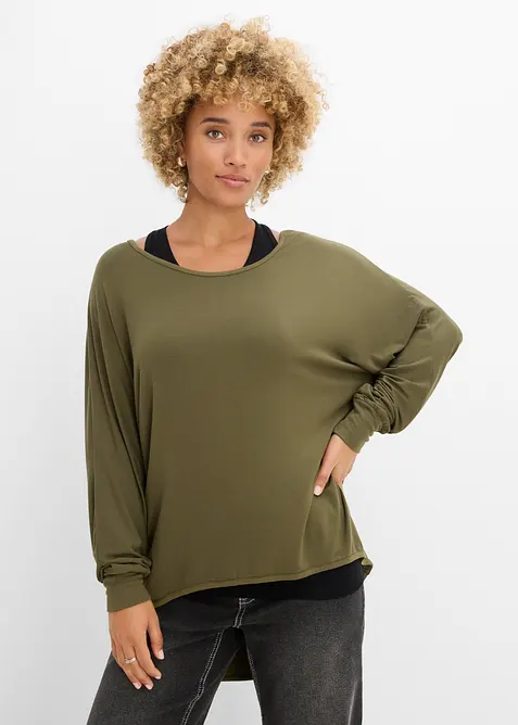 Maglia lunga con top in misto viscosa, bonprix