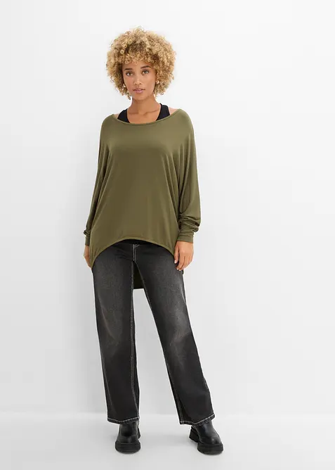 Maglia lunga con top in misto viscosa, bonprix