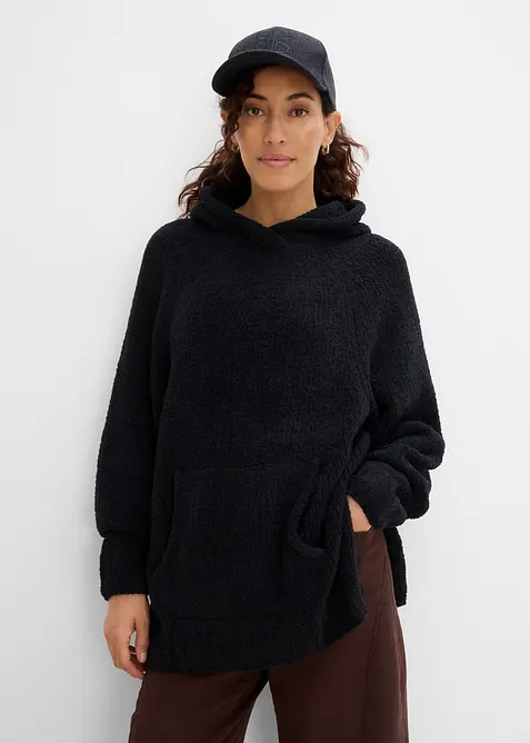Maglione in pile teddy con cappuccio, bonprix