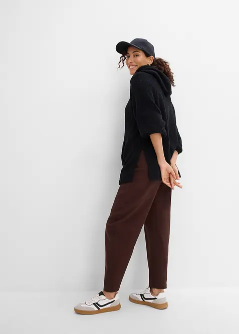 Maglione in pile teddy con cappuccio, bonprix
