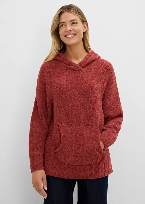 Maglione in pile teddy con cappuccio, bonprix