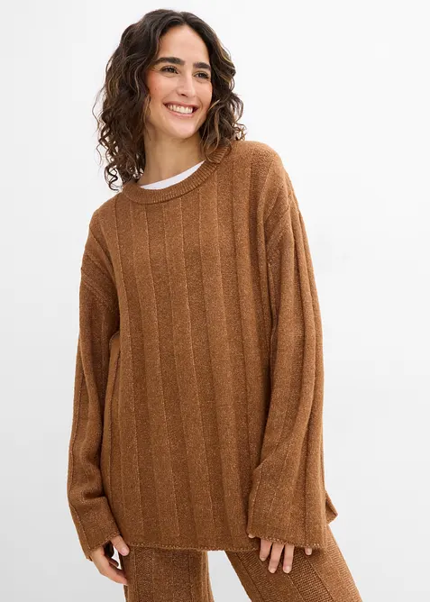Maglione oversize a coste, bonprix