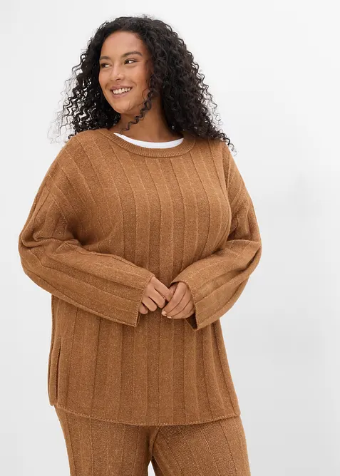 Maglione oversize a coste, bonprix
