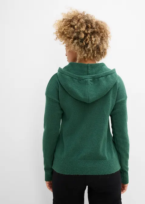 Maglione con scollatura a V e cappuccio, bonprix
