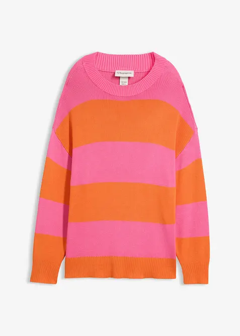 Maglione con scollo rotondo in maglia fine color block, bonprix