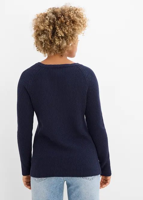 Maglione a coste in puro cotone, bonprix