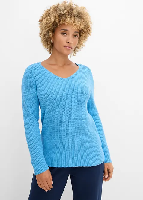 Maglione a coste in puro cotone, bonprix