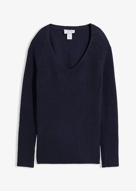 Maglione a coste in puro cotone, bonprix