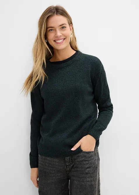 Maglione melange con scollo rotondo, bonprix