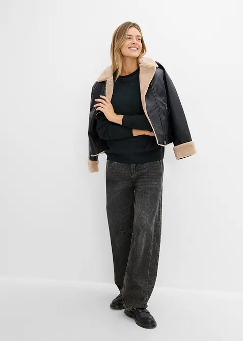 Maglione melange con scollo rotondo, bonprix