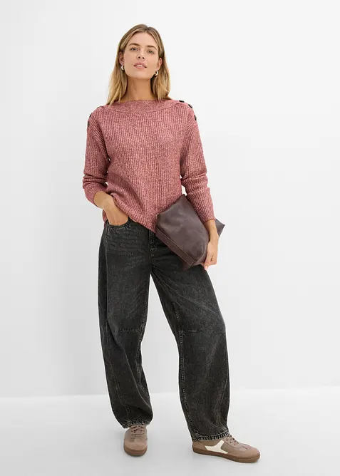 Maglione oversize con bottoni, bonprix