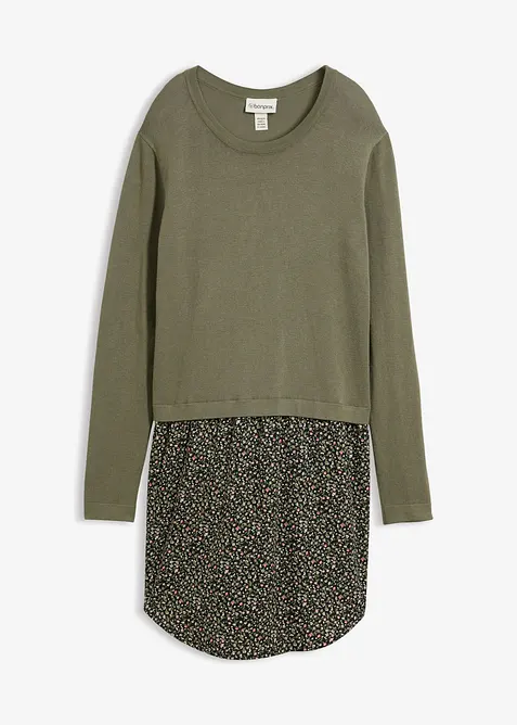 Maglione in filato fine con baschina a gonna, bonprix