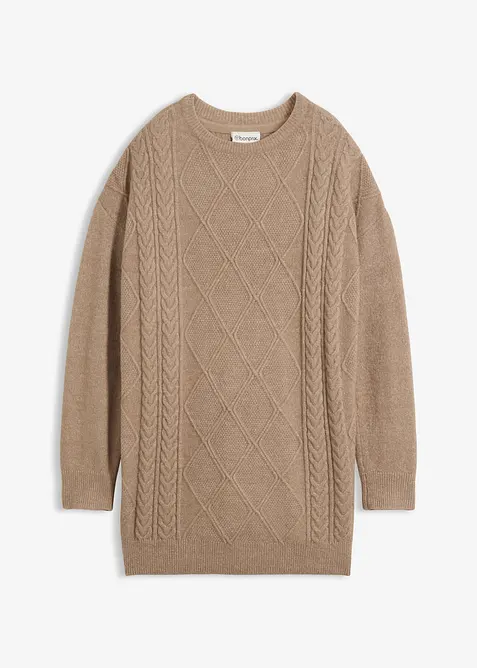 Maglione oversize con trecce, bonprix