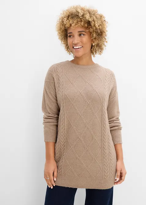 Maglione oversize con trecce, bonprix