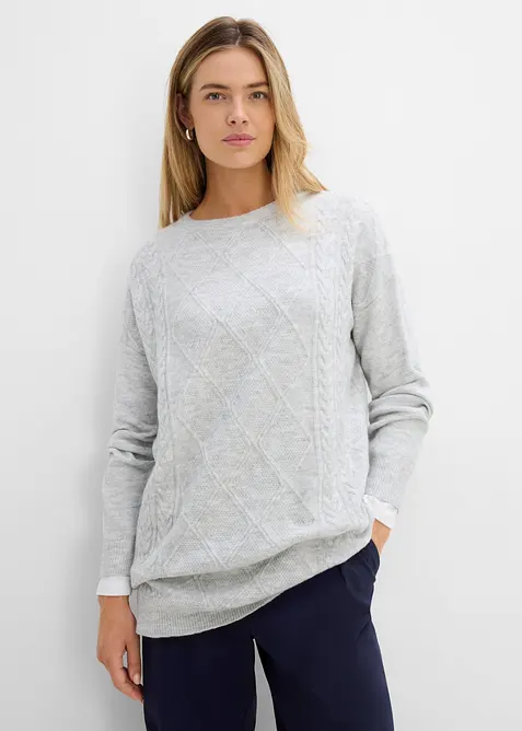 Maglione oversize con trecce, bonprix