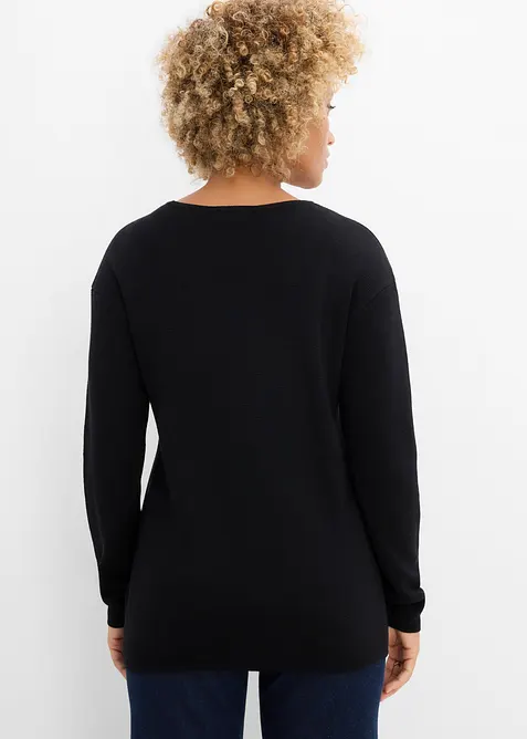 Maglione a coste Milano con scollo rotondo, bonprix