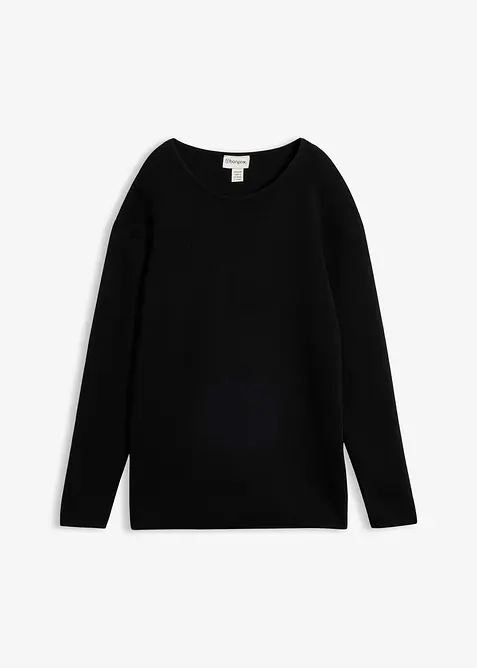 Maglione a coste Milano con scollo rotondo, bonprix