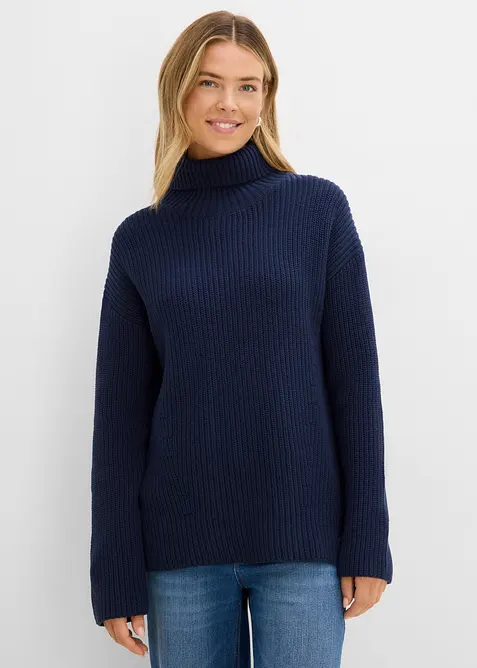 Maglione a collo alto in puro cotone, bonprix