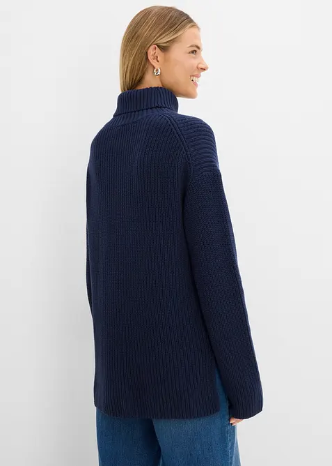 Maglione a collo alto in puro cotone, bonprix