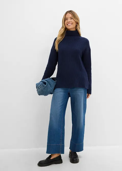 Maglione a collo alto in puro cotone, bonprix