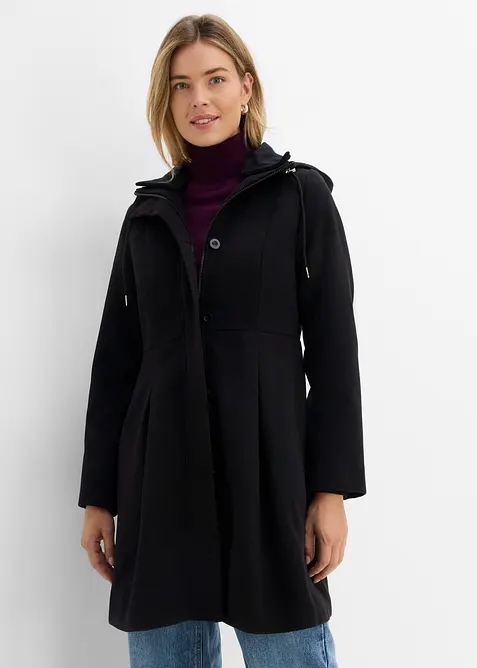 Cappotto con cappuccio e pinces, bonprix