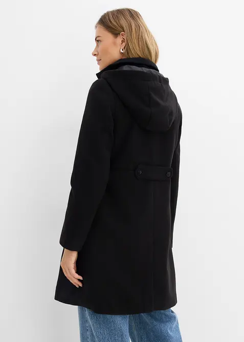 Cappotto con cappuccio e pinces, bonprix