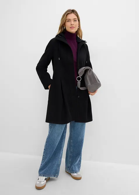 Cappotto con cappuccio e pinces, bonprix