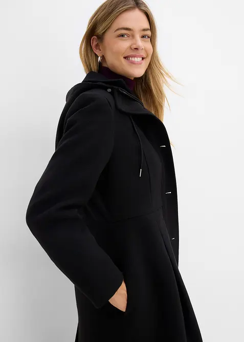 Cappotto con cappuccio e pinces, bonprix