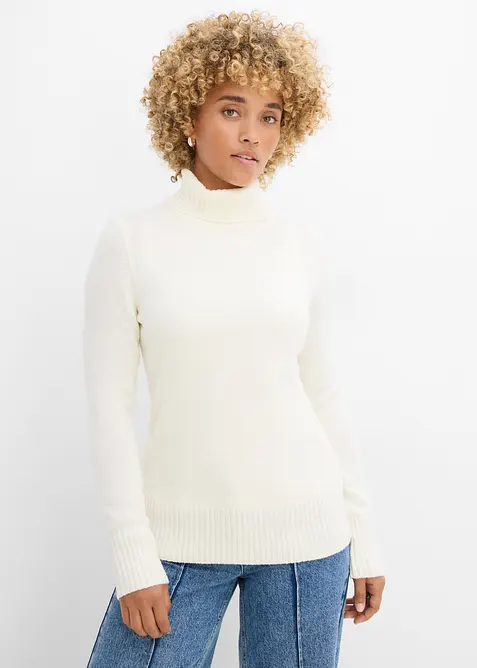 Maglione basic a collo alto in filato fine, bonprix