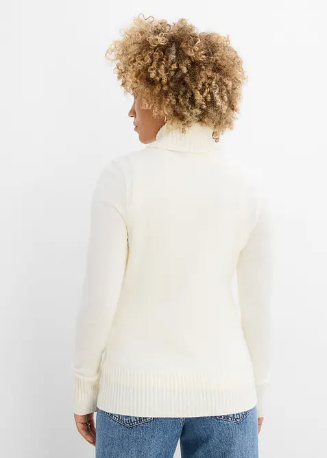 Maglione basic a collo alto in filato fine, bonprix