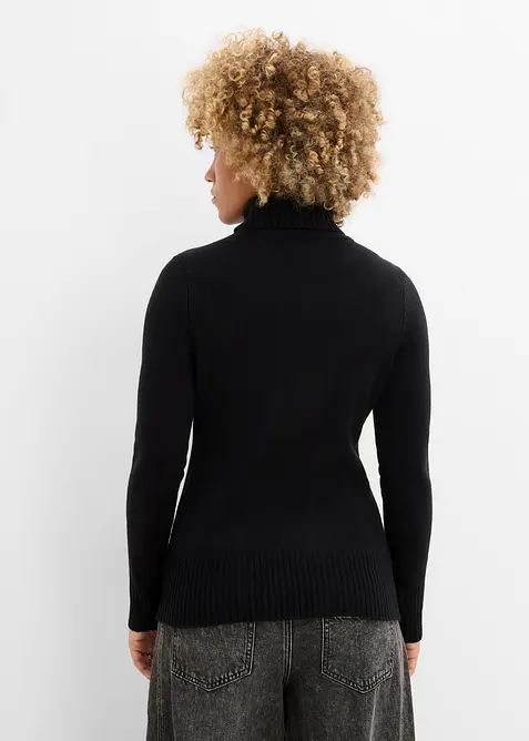 Maglione basic a collo alto in filato fine, bonprix
