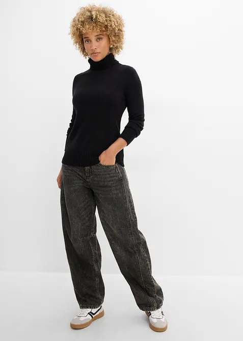 Maglione basic a collo alto in filato fine, bonprix