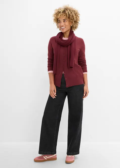 Cardigan in maglia fine con cotone riciclato, bonprix