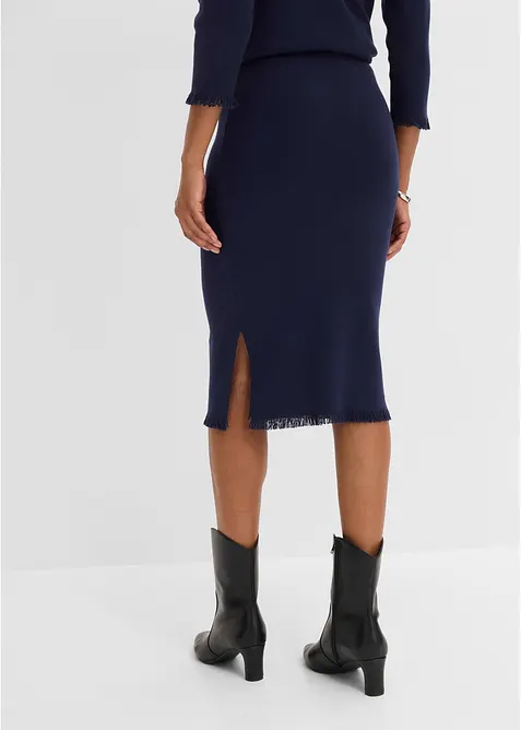 Gonna di maglia con orlo sfrangiato, bonprix