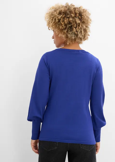 Maglione in filato fine con maniche a palloncino, bonprix
