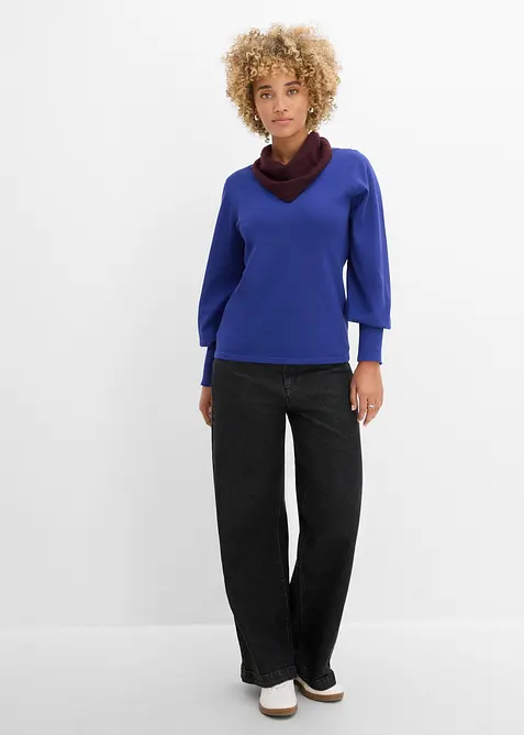 Maglione in filato fine con maniche a palloncino, bonprix