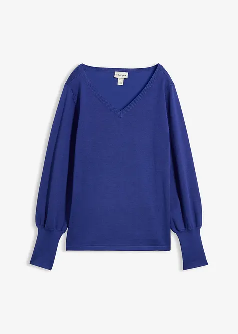Maglione in filato fine con maniche a palloncino, bonprix