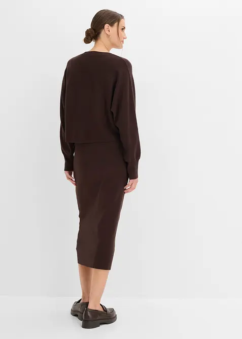 Abito in maglia e maglione abbinato (set 2 pezzi), bonprix