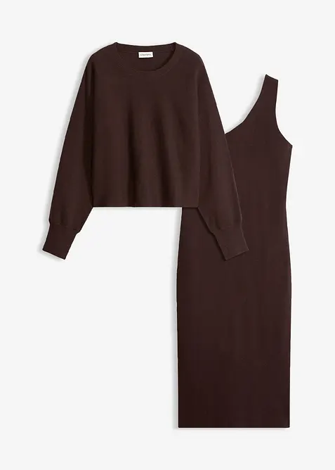Abito in maglia e maglione abbinato (set 2 pezzi), bonprix